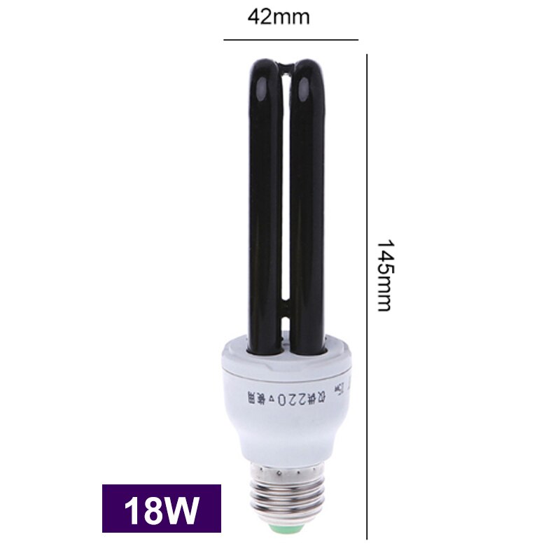 Bombillas UV negras de 13W-40W, luz ultravioleta E27, 220V, 12V, espiral BLB CFL, lámpara insecticida, luz fluorescente: Straight 18W / 12V