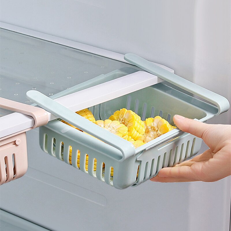 Cuisine escamotable réfrigérateur congélateur boîte de rangement glissière tiroir organisateur glisser sous étagère tiroir boîte support étagères Gadgets de cuisine
