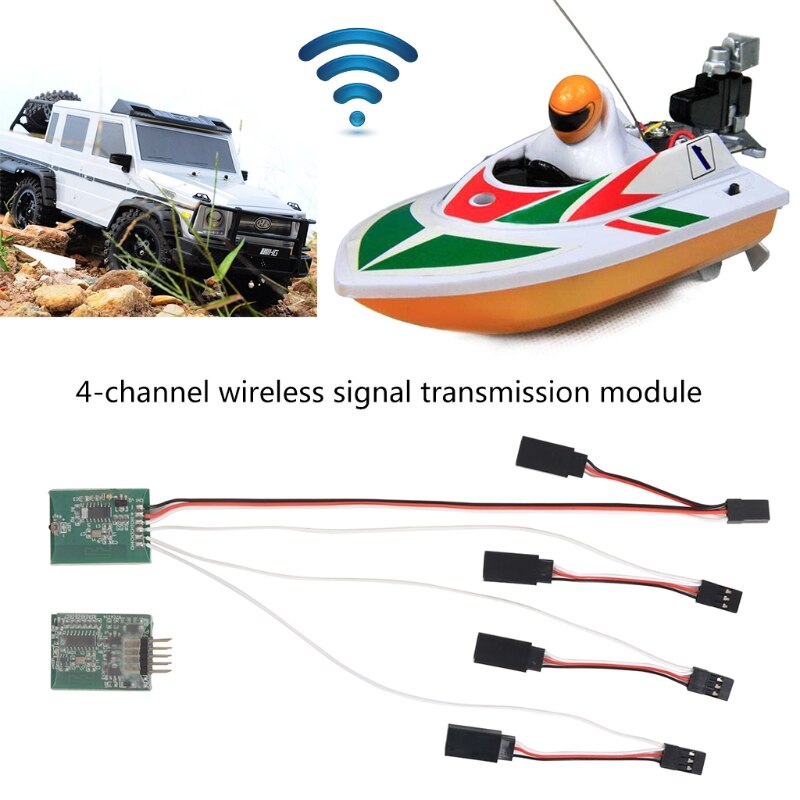 4 Channel Wireless Signal Module Transmitter Receiver Module for Axial SCX10 TRX4 D90 1/10 RC Rock Crawler Model Car