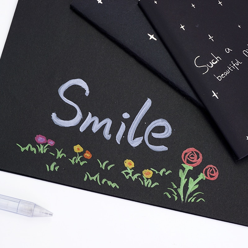 60 Page Sketchbook Diary For Drawing Painting Graffiti Soft Cover Black Paper Sketch Book Notebook Office School Supply