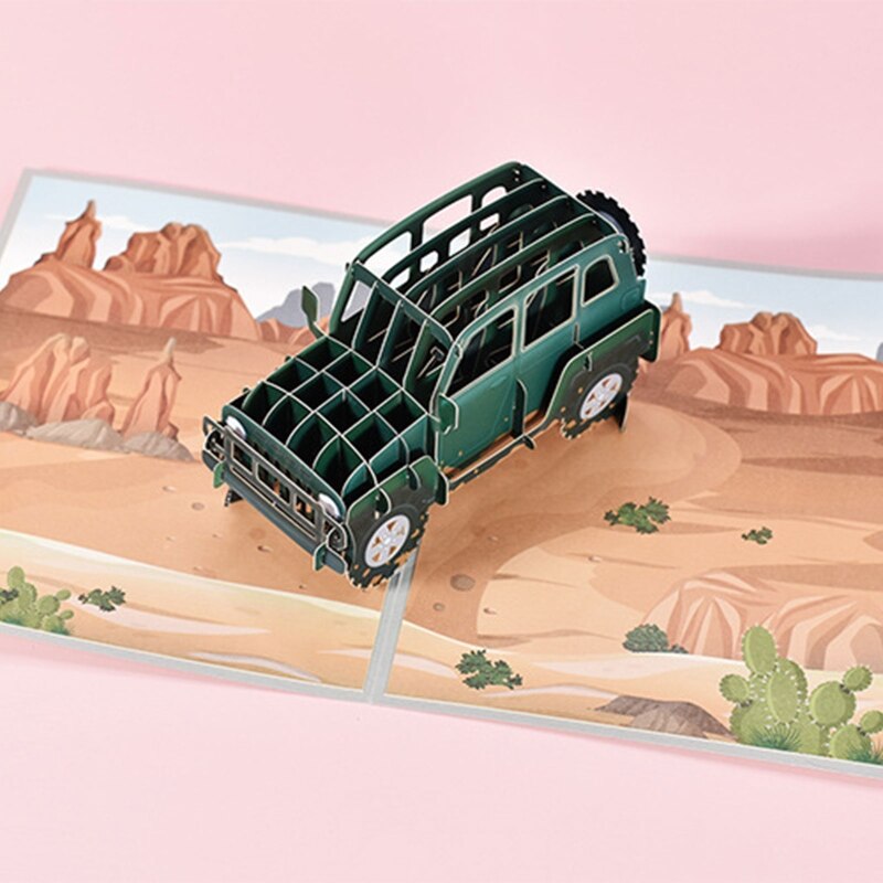 SUV Car Truck 3D Pop Up Card for All Occasions Greeting Card Birthday Graduation Anniversary Father’s Day Postcard for Husb