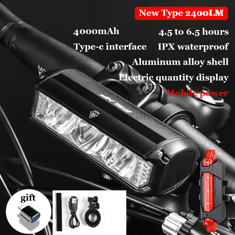 Fiets Licht Voor 5200LM Led Licht Voor Fiets 8000Mah Mountain Cycle Koplamp Lamp Mtb Fiets Licht Usb Zaklamp Super brigh: green