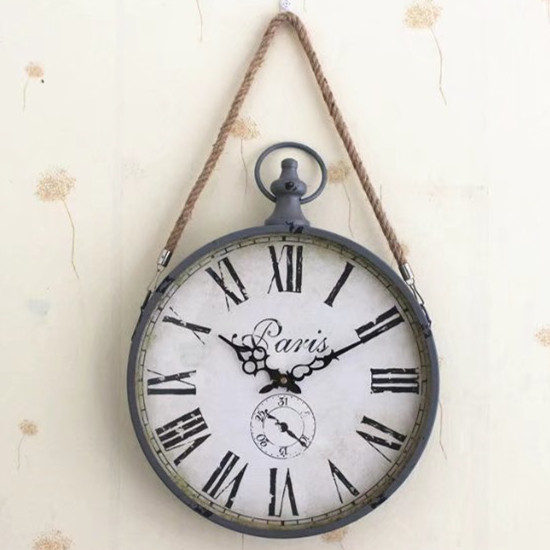 Vintage Retro Ijzer Ronde Wandklok Home Decoratie Accessoires Digitale Wandklokken Metalen Ronde Klok Horloge Home Decor