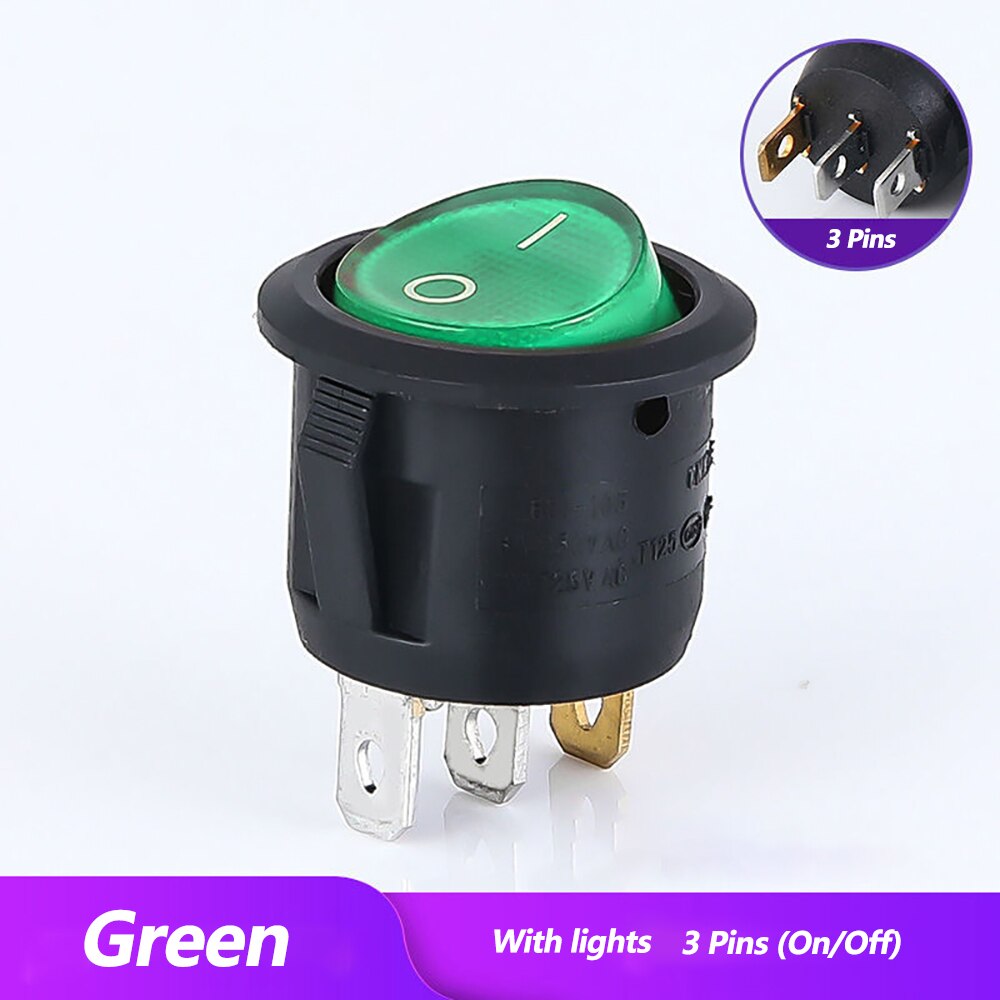 10 Stuks On/Off Knop Ac-2 Terminal Spst Tuimelschakelaar Waterdichte Cap Switcher Ronde Panel Starter Power schakelaars Voor Auto Rv: 10pcs-Green-3pins
