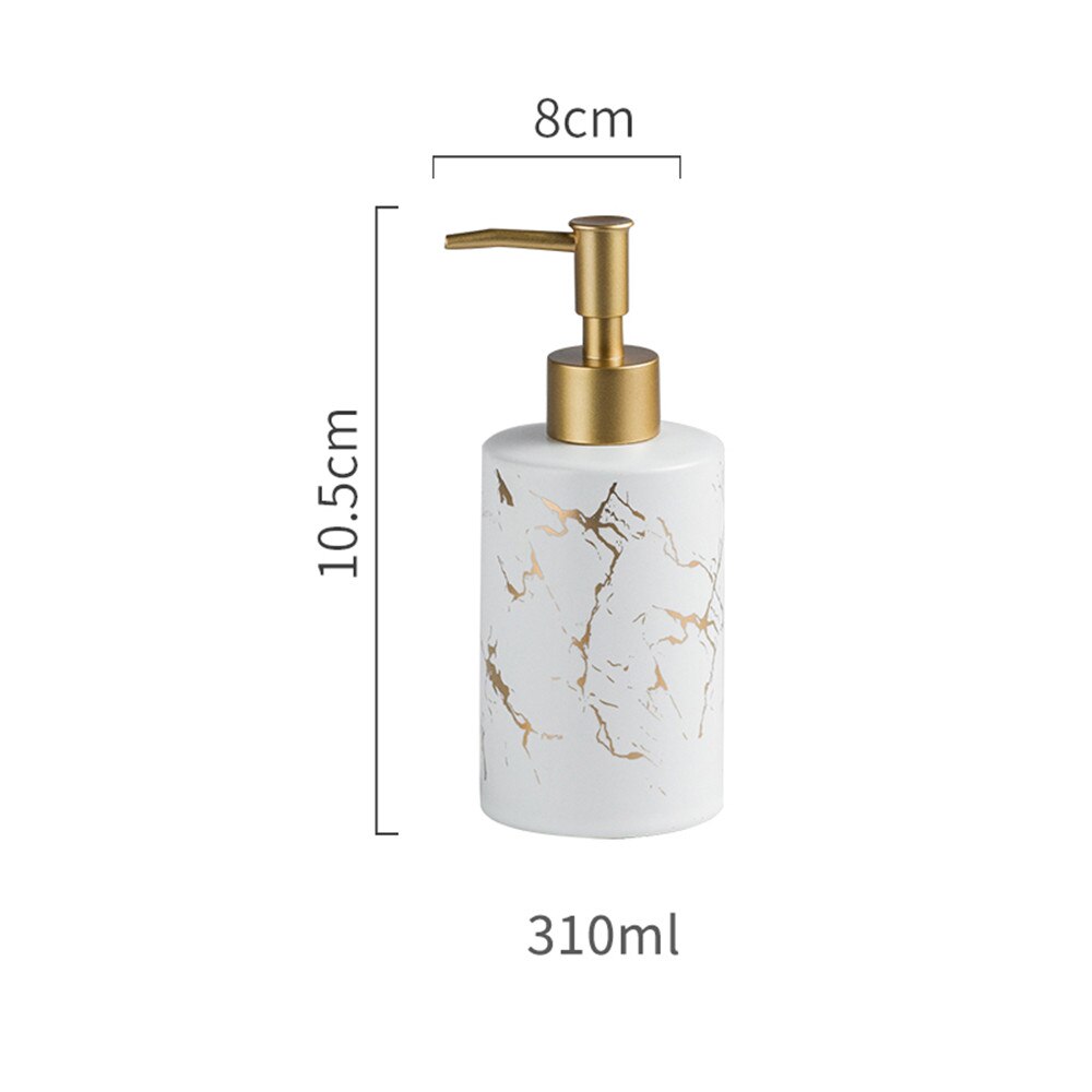 310ml Ceramic Soap Dispenser Bathroom Shampoo Bottle Hand Washing Hair Conditioner Marbled Bottles Kitchen Detergent Sub-bottle: White