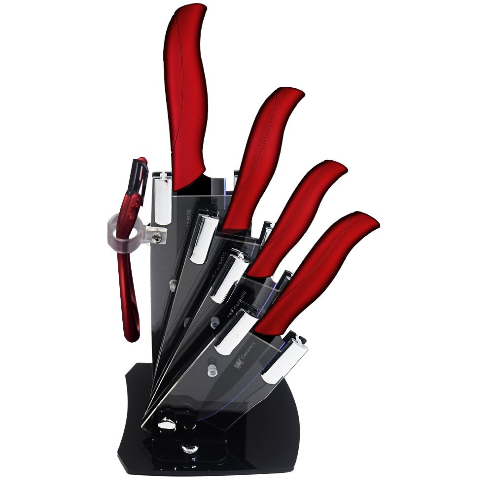 Xyj keramiska knivar 6 stycken set 3 4 5 6 tums kockkniv antibakteriell flerfärgshandtag köksredskap: Röd (6 st)