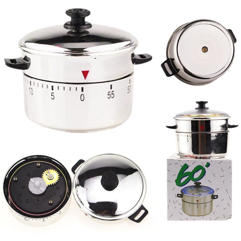 Minuterie de cuisine, Gadgets en forme de Pot, minuterie mécanique de 60 Minutes, rappel d'alarme de compte à rebours, outils de rappel de cuisine