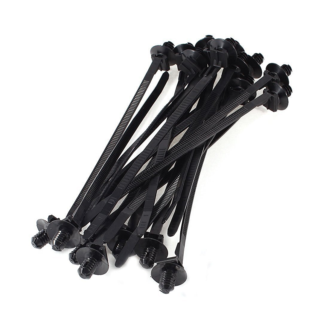 Nylon Push Mount Car Dome Cable Zip Tie, 162mm Length, 20 Pcs, Black