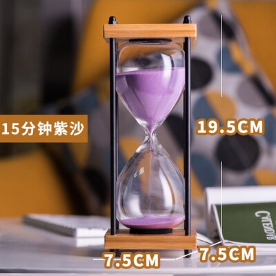 Hourglasses Transparent Glass Sand Hourglass Sandglass Timer Clock Countdown Timing Valentine's Day Home Decor: Purple  / 15 mins