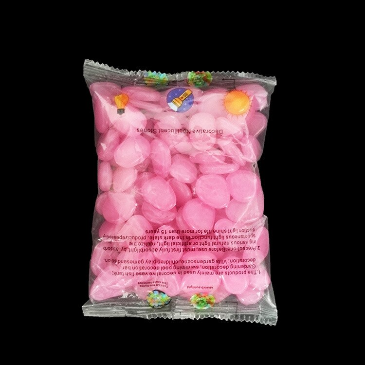 Piedras luminosas para decoración de jardín, guijarros decorativos que brillan en la oscuridad, para pecera al aire libre, piedras de guijarros, mezcla de colores para acuario, 100 Uds.: Morado