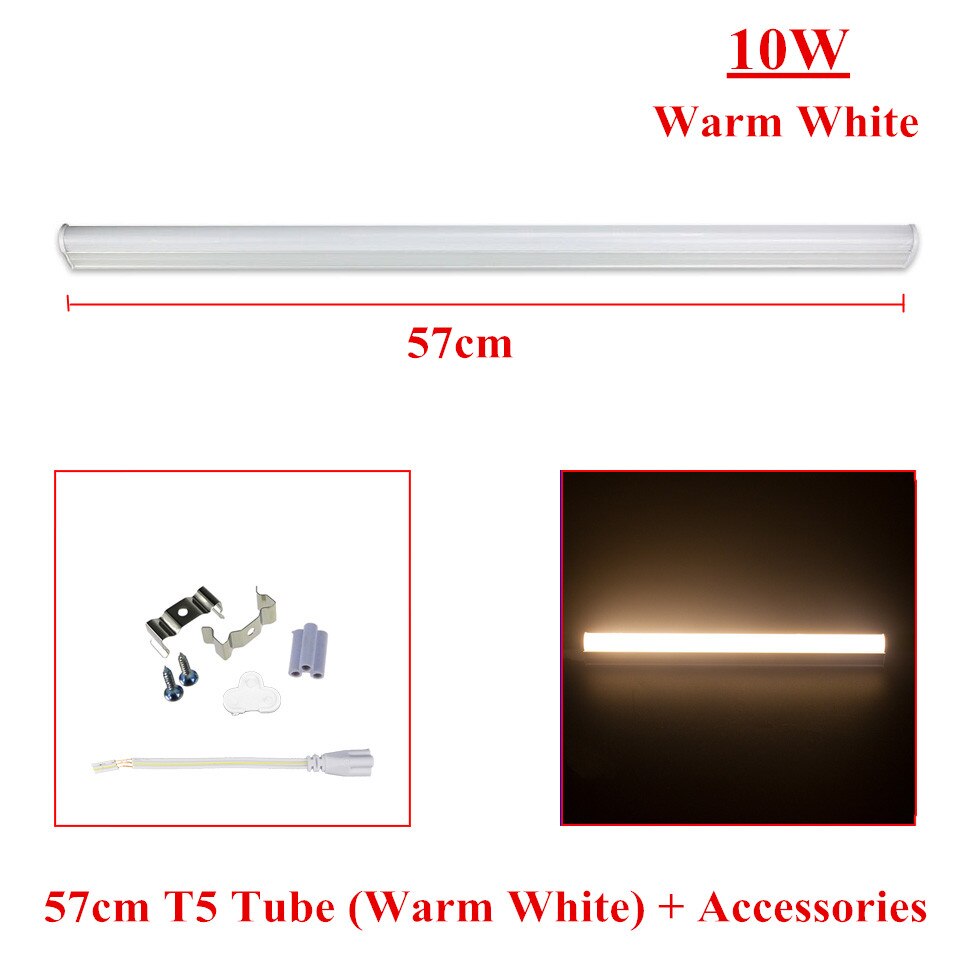 T5 LED lamp 220V-240V 6W 10W LED Tube light Bulb 29CM 57CM T5 light LED Fluorescent Tube Decoration Kitchen Cabinet lighting: 10W Tube Warm White