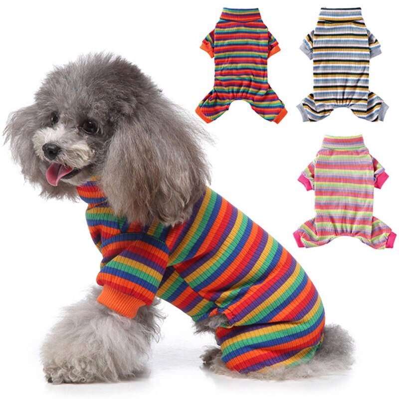 Ranphy Pet Pajamas – Cute Stripe PJs For Small Dogs & Cats, Soft Jumpsuit With 4 Legs - View #7