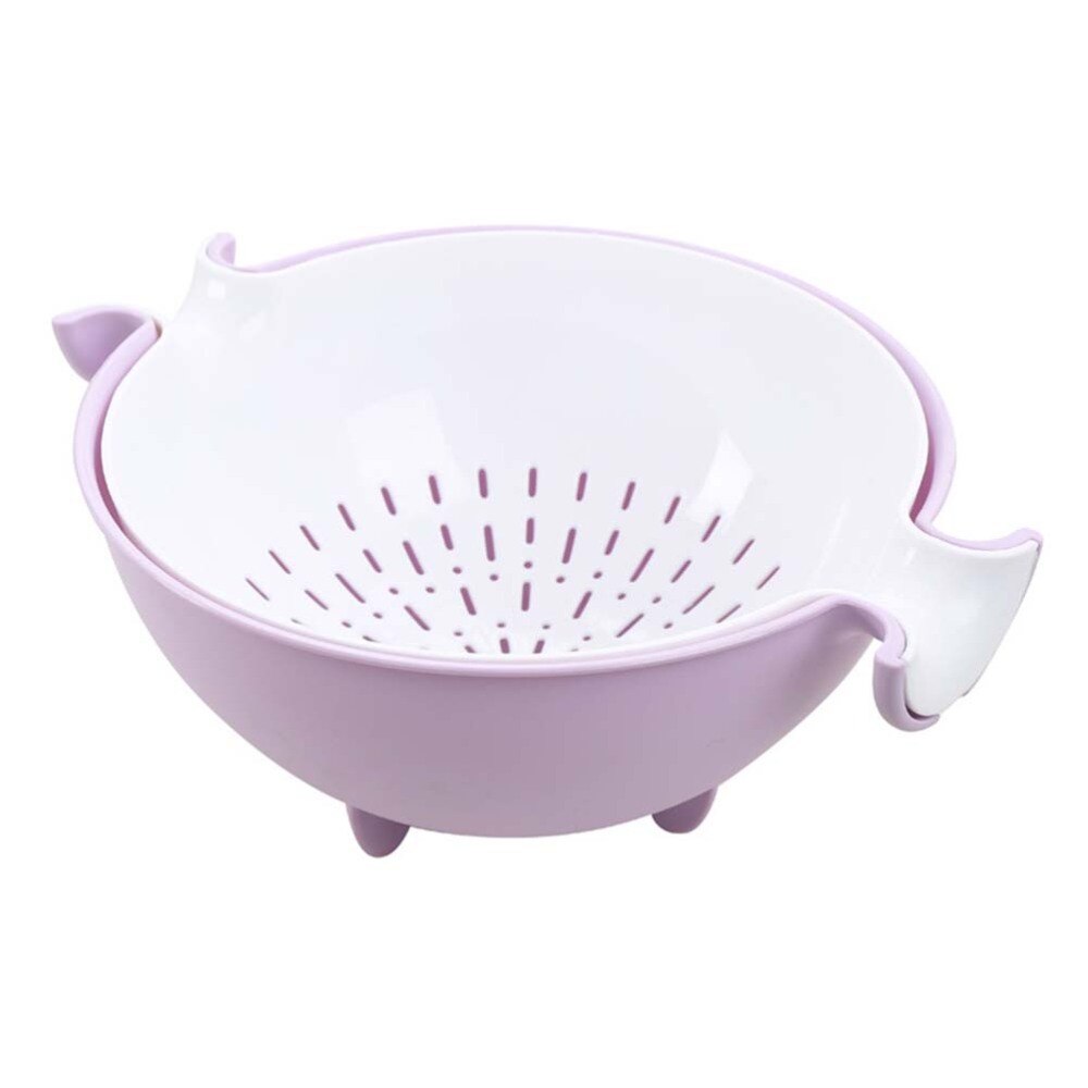 2-In-1 Keuken Zeef Vergiet En Kom Sets Grote Plastic Wassen Kom En Zeef Afneembare Colanders Zeven set (Purpl: Purple