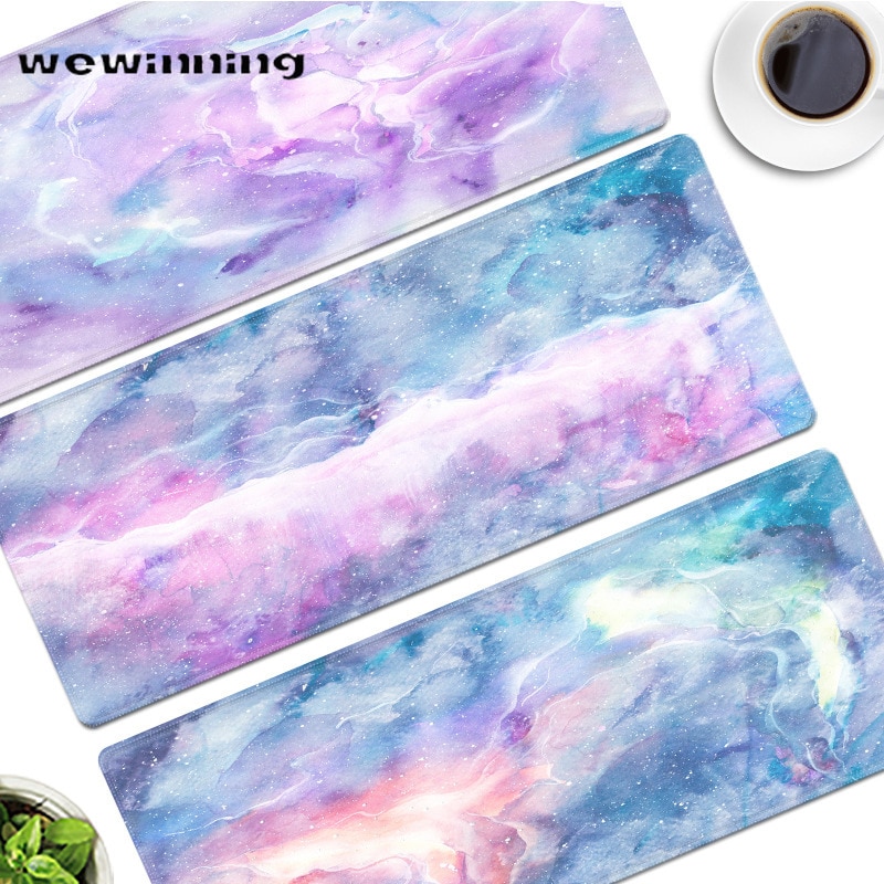 Kawaii Bureau Matten Gaming Deskpad Marmer Starry Wolken Leuke Muismat Lagre Voor Gamer Toetsenbord Kantoor Woonaccessoires