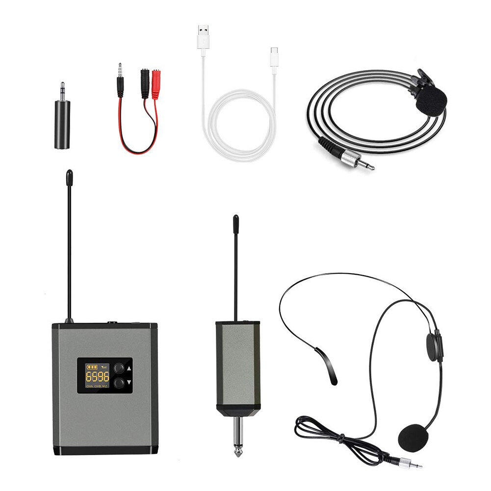 Microfono senza fili Sistema di 3.5/6.35mm Senza Fili Microfono Lavalier Microfono Mini Risvolto Mic Portatile Trasmettitore per il Discorso di Registrazione