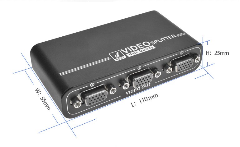 Divisor V1S4 VGA, 1x4, 1 pulgadas, 4 salidas, dispositivo de 450MHz, 1920x1440, 4 puertos, adaptador divisor de Monitor VGA 1x4