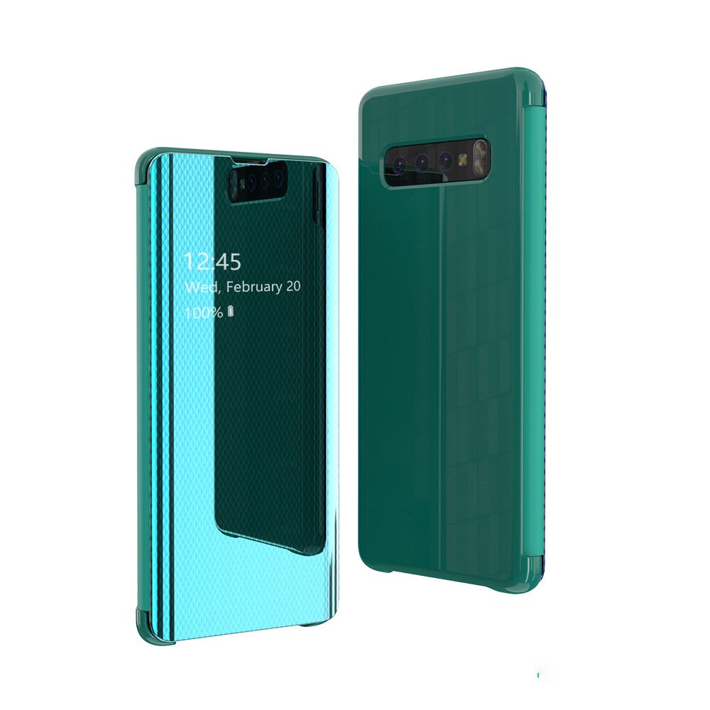 Smart mirror flip 360 phone case for Samsung Galaxy S9 S10 Plus clear cover for samsung S10e smart phone case: For Samsung S10E / Green