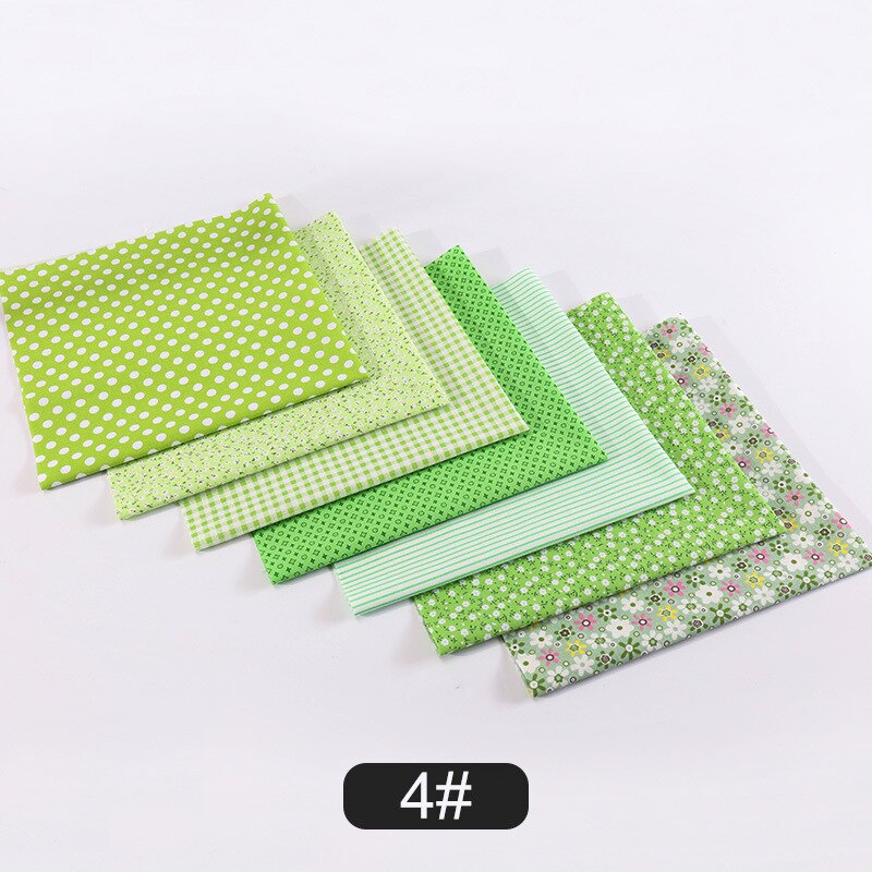 7 morceaux de tissu assorti 25*25cm groupe tissu uni pur coton petite fleur fait main bricolage coton: 4