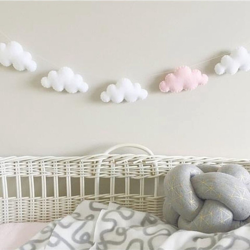 Nordic Style Kids Room Decor Cloud Shaped Home Ornaments String Decor Wall Hanging Ornaments Crib Tent Decor Photography Props
