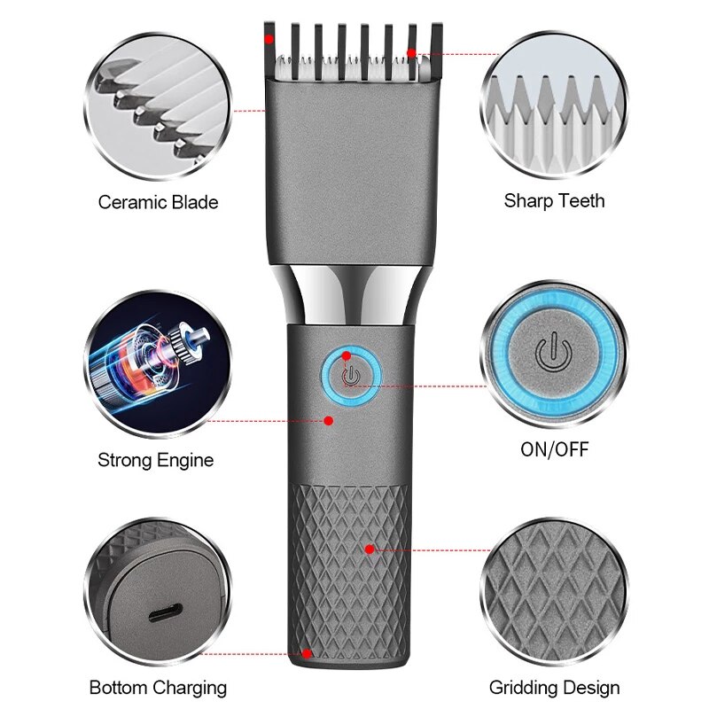 Adjustable 3-21mm Hair Trimmer For Men Hair Clipper Strong Power Hair Cutting Machine Low Noise Hair Clippers Men