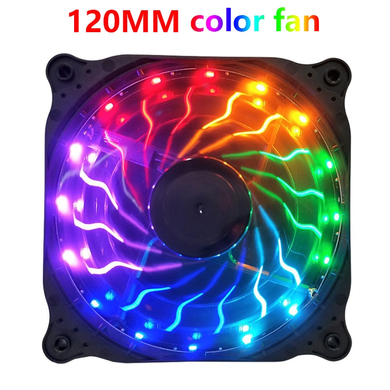120mm Computer Case Cooling Fan CPU LED Multi-color Heatsink Fan 4 Pin 3 Pin Fluid Bearing LED Computer Cooling Fan