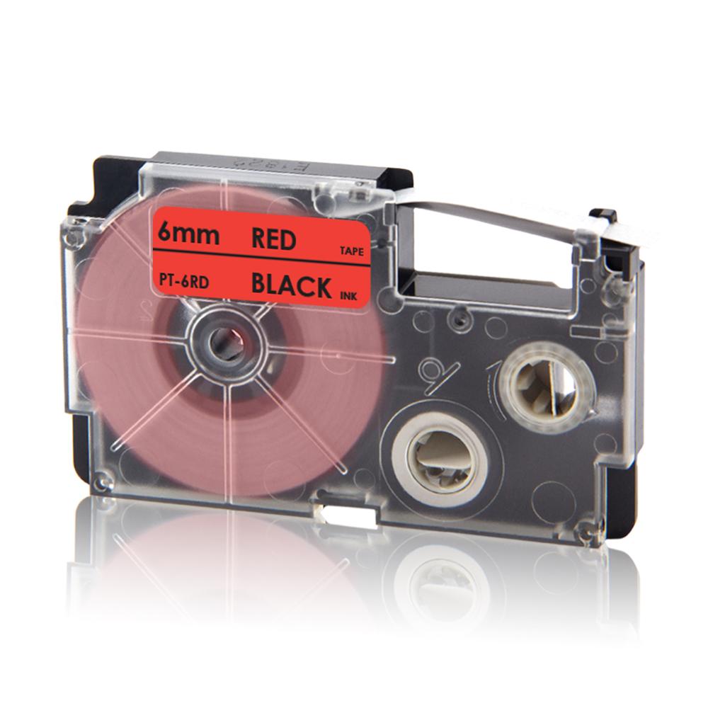 UniPlus XR-6X XR6WE XR-6RD XR 6YW Label Tapes Replace Casio Label Maker XR-6B XR-6GN 6mm Multi Colors for KL-60 KL-60SR KL120 EZ: Black on Red