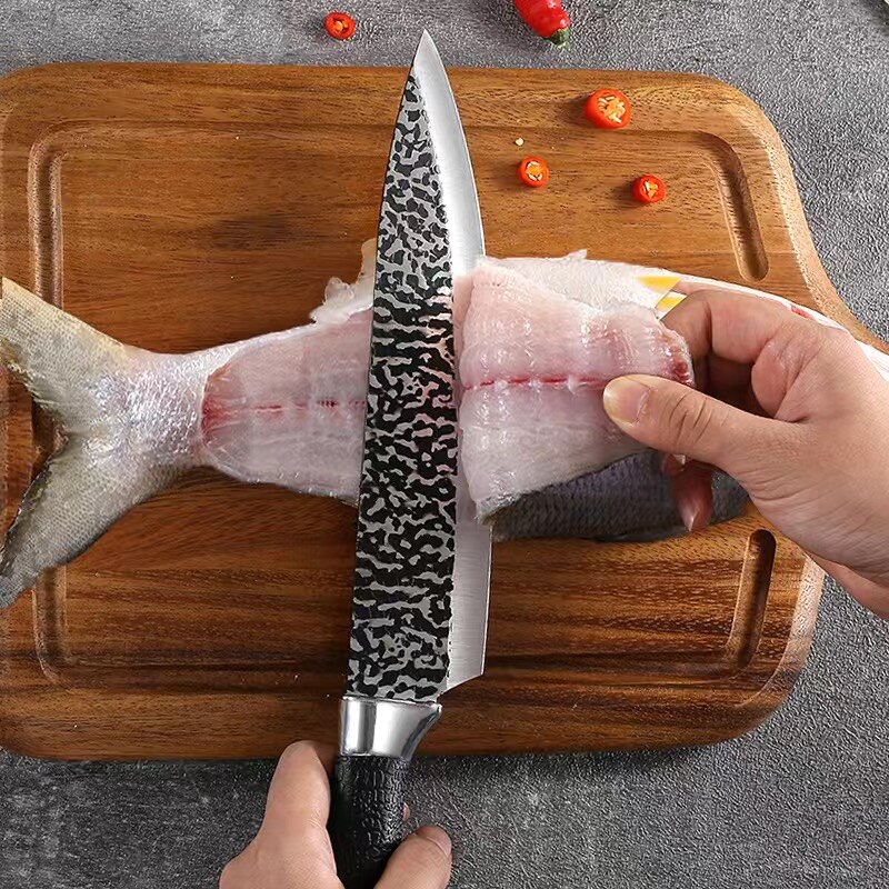 Forged Stainless Steel Manganese Steel Kitchen Knife Household Small Kitchen Knife Fruit Knife Chef's Knife Meat Cleaver: Grey