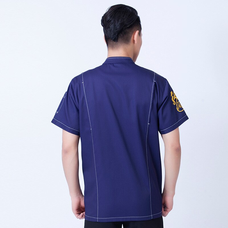 Restaurant Restaurant restaurant dining room back kitchen clothing embroidered dragon chef work clothes summer wear