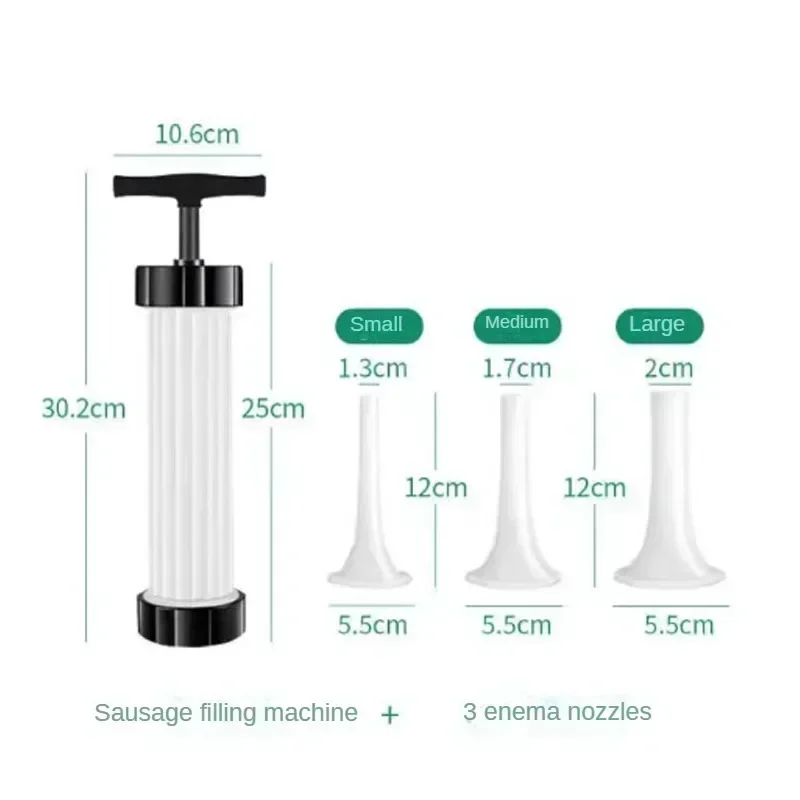 Máquina Manual de llenado de salchichas, embutidor de carne, máquina para hacer salchichas, herramientas caseras para salchichas, suministros de cocina: Gris claro