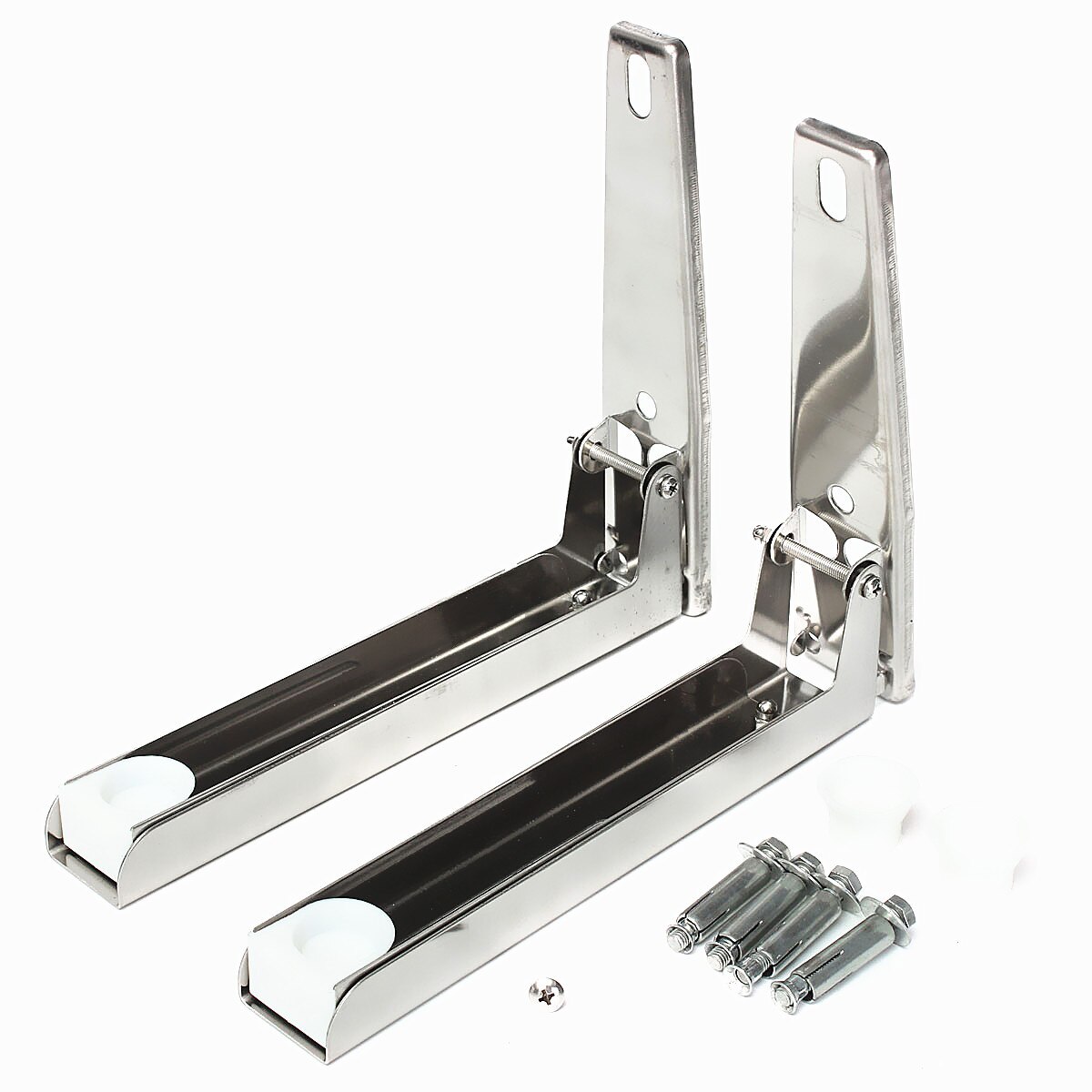 2x Stainless Steel Foldable Microwave Oven Shelf Rack Support Frame Stretch Adjustable Wall Mount Bracket Stand Kitchen Storage