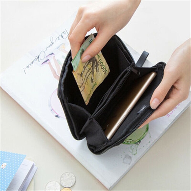 Unisex Casual Nylon Portable Travel Wallet Solid Zipper Document Organizer Passport Tickets ID Card Holder