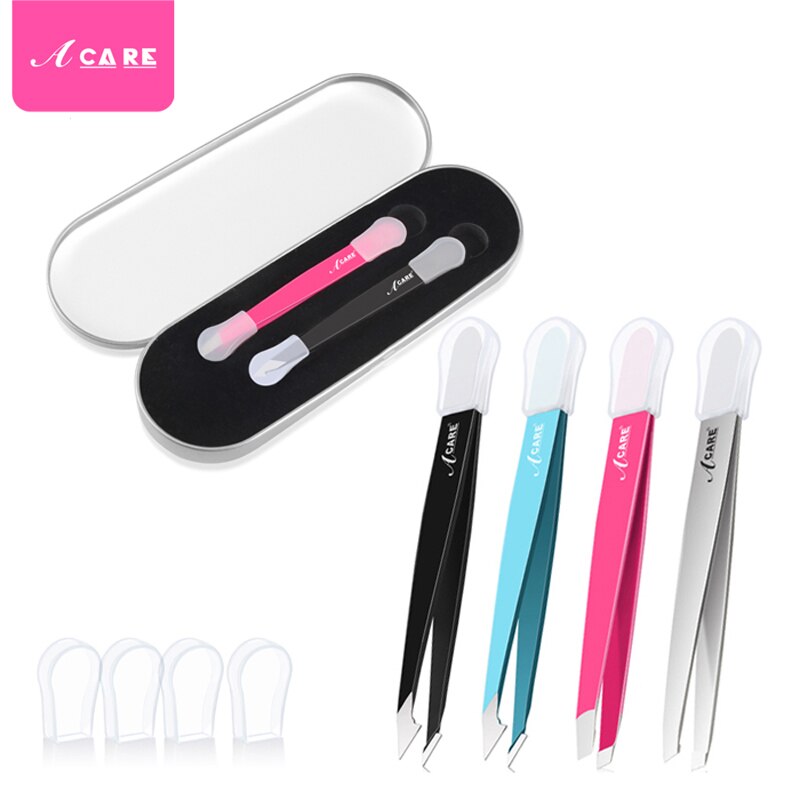 2 Stuks Wenkbrauw Pincet Brood Rvs Professionele Platte Tip Schuine Tip Eye Brow Remover Gezicht Haar Makeup Beauty Tools