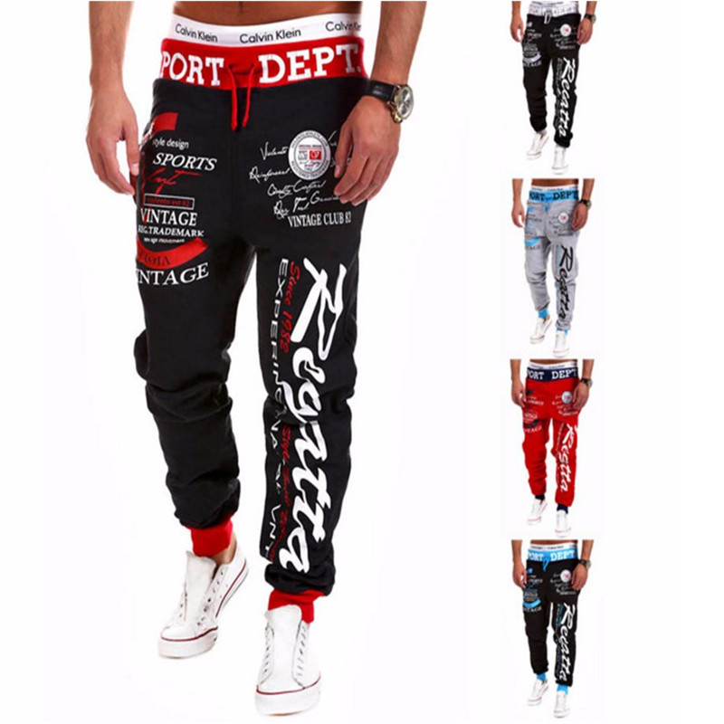 Bukser baggy herre bogstavtryk baggy harem cool lange bukser joggers wear plus size m-xxxl snøre
