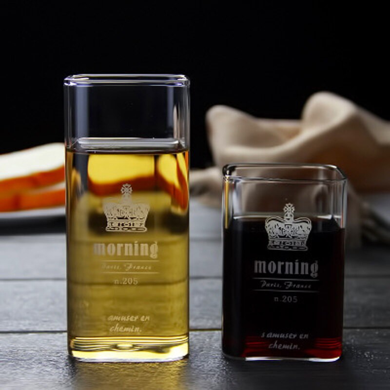 Nordisk stil firkantet munn kopp høy borosilikat varmebestandig glass kopp husholdningsdrikk kopp melk kopp øl kopp  b200119