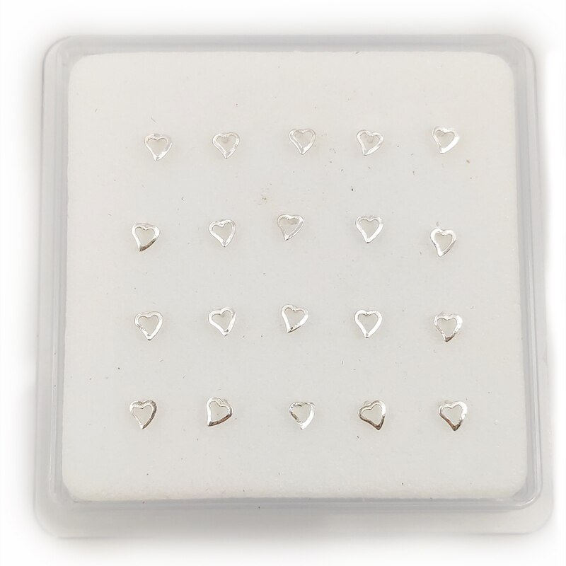 925 Sterling Zilver Hollow Hart Neus Stud Ik Pin Bocht Beschikbaar Neus Piercing 20 Stks/pak