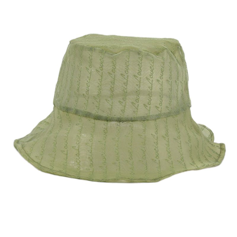 Vrouwen Mode Brieven Dunne Organza Visser Hoed Ademend Emmer Cap Zonneklep
