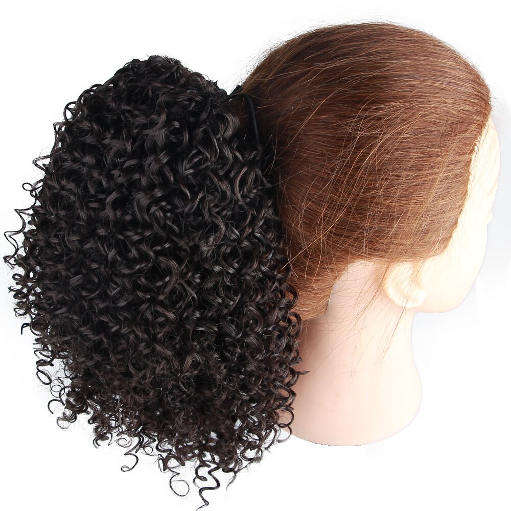 Extensiones de coleta de pelo rizado Afro, coletas de pelo rizado natural con cordón: #1B