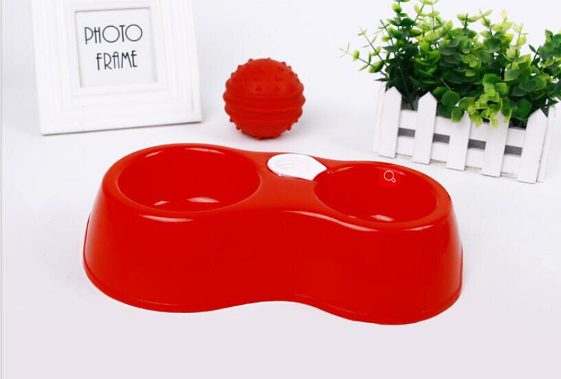 HIPET Dual Port Dog Cat Drinking Feeding Feeder Bowl Plastic Automatic Water Dispenser Pet Feeder Bowls Supplies: Red