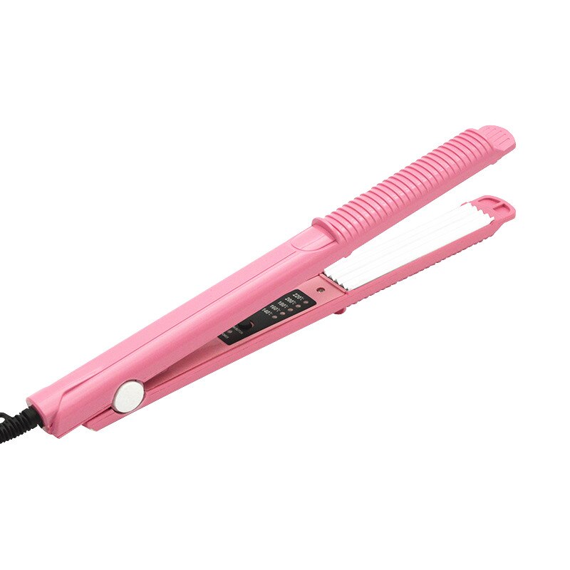 Hair Curler Iron Electric Corrugated Plate Hair Curling Iron Curls Volume Styling Tools: Pink