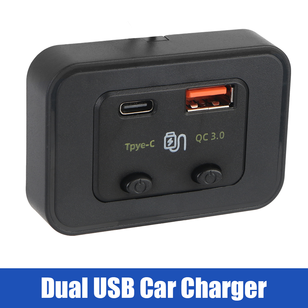 Cargador de teléfono para coche, RV, casa, Camper, caravanas, luz LED tipo C + QC3.0, puerto USB A, adaptador de cargador rápido para coche de 12V/24V