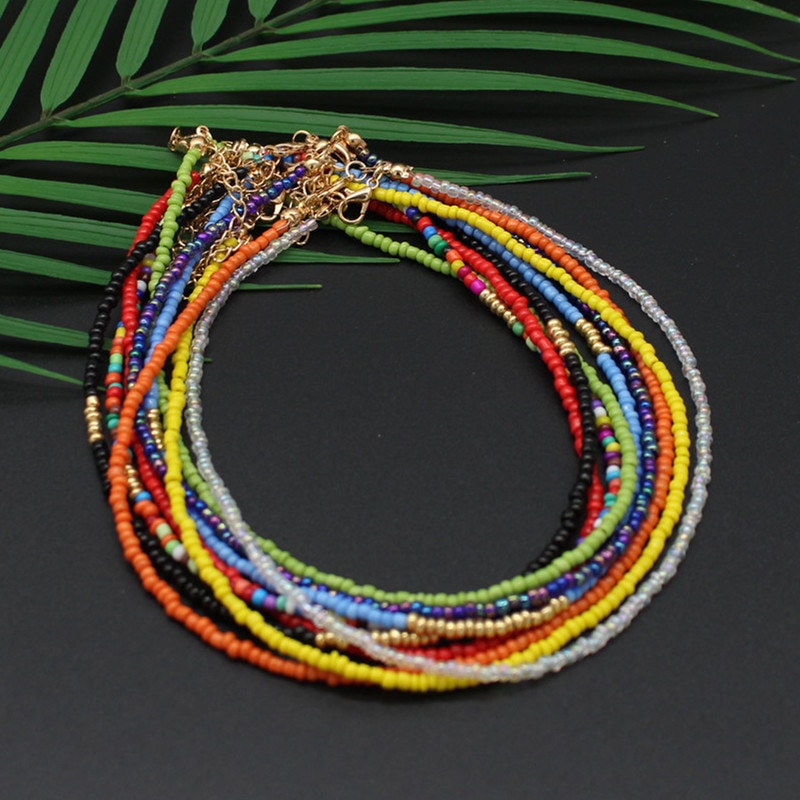 Bohemia Handmade Rainbow koraliki proste Choker naszyjnik moda damska dziki słodki kolorowy kołnierz biżuteria prezent