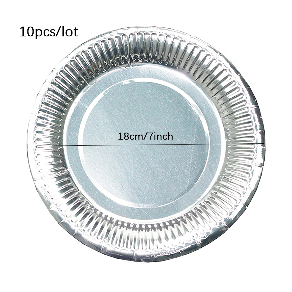 10PCS Disposable Tableware Supplies Gold Silver Rose Gold Kids Adult Birthday Wedding Bachelorette Party Decorations Baby Shower: Silver