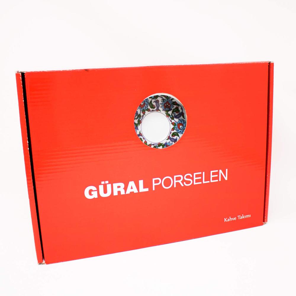 Güral porselen tyrkisk kaffekopp og tallerken