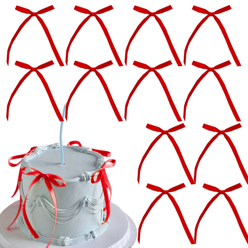20 stuks boog taart decoraties roze strik lint taart toppers voor verjaardag bruidstaart decoratie en benodigdheden