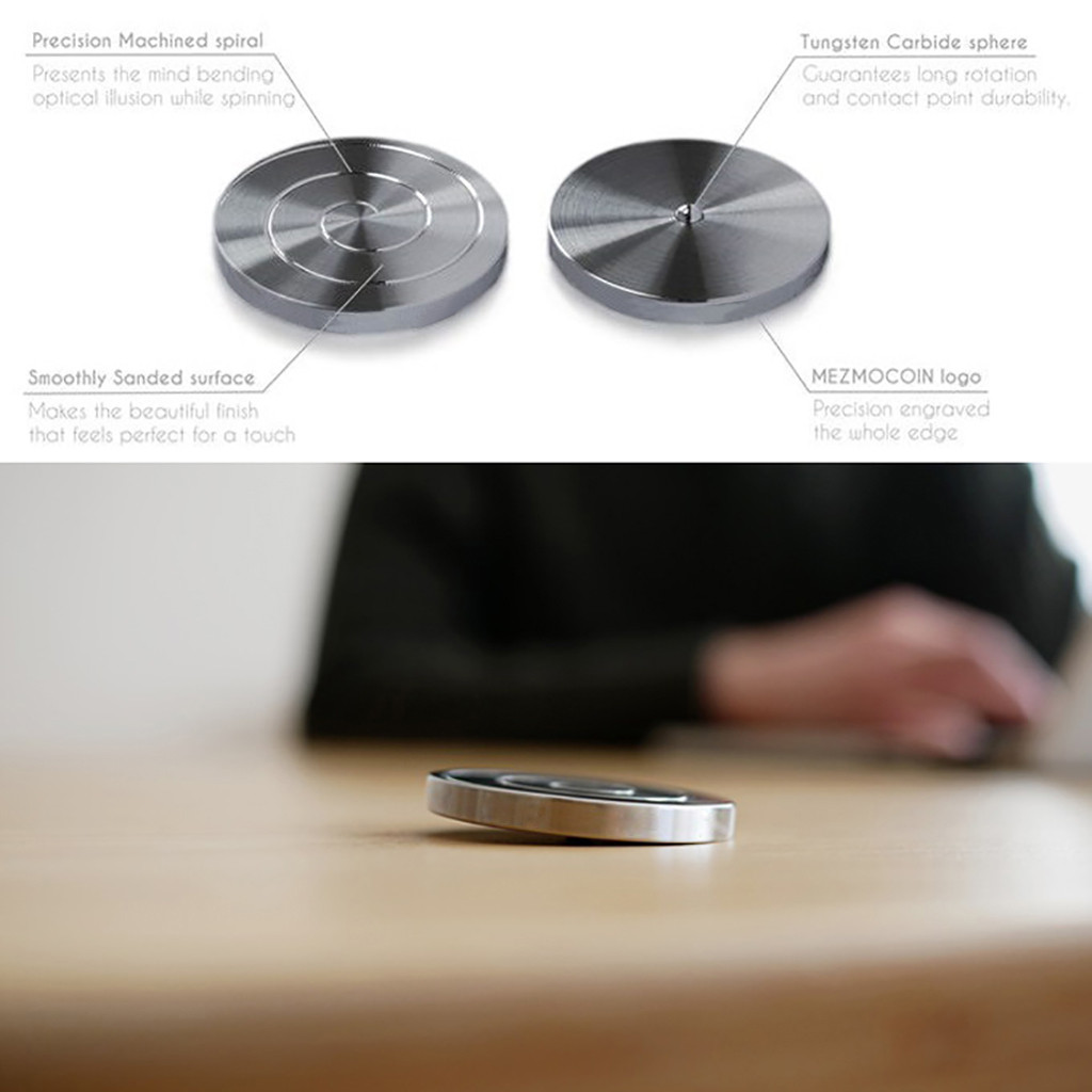 Desktop Gyro Spinning Top Stress Relief Rotating Flat Coin Gyroscope Metal Tabletop Ball Gyro Decompression Optical Illusion