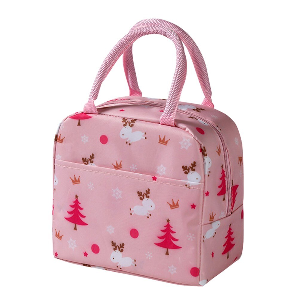 Bolsa almuer borsa da cartone animato isolamento borsa da Picnic borsa da pranzo portatile Bento custodia per il trasporto scatola da pranzo impermeabile fredda per alimenti termici: Pink 