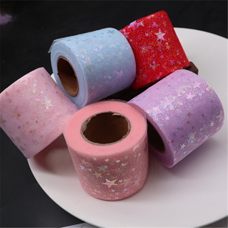 25 yard/rulle regnbue glitter tyl rulle pailletter krystal organza gennemsigtigt stof gør det selv håndværk tutu nederdel hjem bryllup dekoration