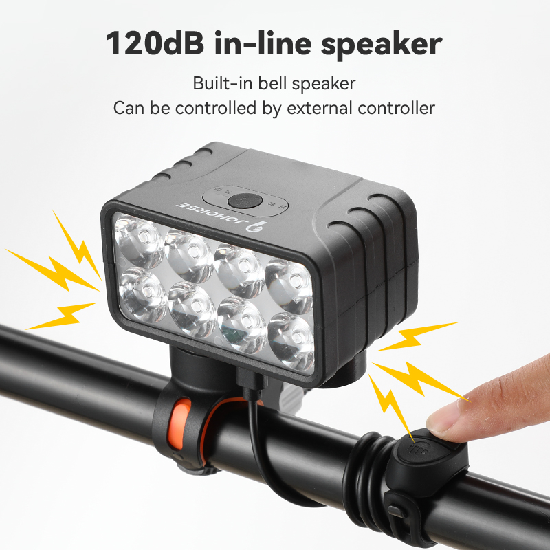8 LED Bicycle Front Light Rechargeable Bike Light with Horn MTB Bicycle Head Lights Cycling Bike Safety Lamp for Night Riding