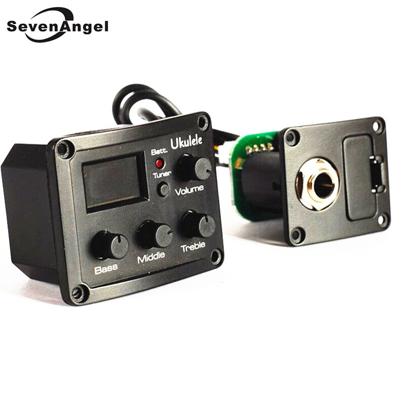 SevenAngel Ukulele 3-Band EQ Equalizer Preamp Amplifier Tuner Piezo Pickup with LCD Display: Default Title