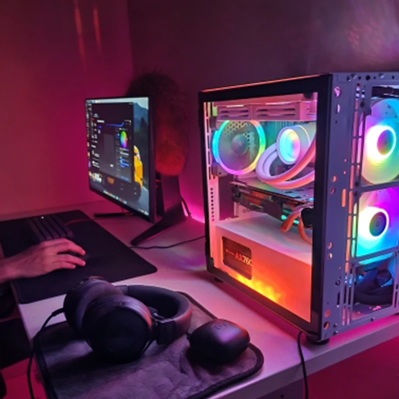 Tira de luz LED Digital direccionable Rainbow PC 5050 RGB WS2812b para 5V 3pin 12V 4pin ARGB PC Asus Aura Sync Fusion MSI Mystic